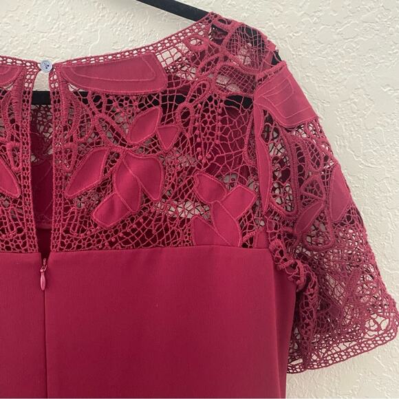Ann Taylor Wine Burgundy Crochet Top Dress Sz 6 - Picture 7 of 12